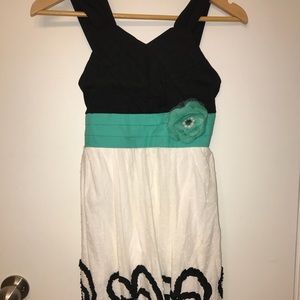 Girls fancy white and green flower dress